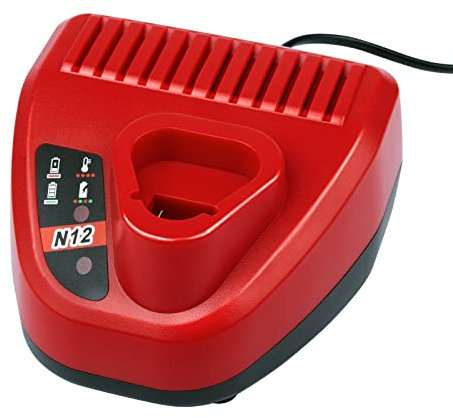 ASUNCELL M12 Chargeur pour Milwaukee Batterie, Compatible avec Toutes Les M12 Batteries 48-11-2401, 48-11-2402, 48-11-2420, 48-11-2430, 48-11-2440, 48-11-2460, 48-11-2411, 48-11-2412