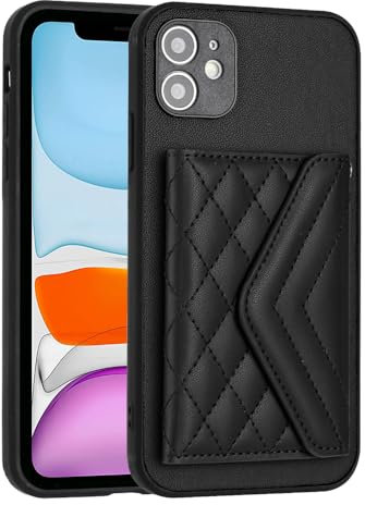 YKTO Multifunzione Custodia per Apple iPhone 11 Borsetta per Ragazze,Portafoglio PU Pelle Magnetico Fibbia Flip Cover Protettivo Custodia con Astuccio per Carte Cinturino Polso,Nero