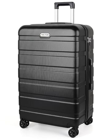 TANTOMI Koffer Groß, Reisekoffer Hartschalenkoffer, Koffer & Trolley mit Passwortsperre, Hartschale Suitcase mit 4 Rollen(Schwarz)