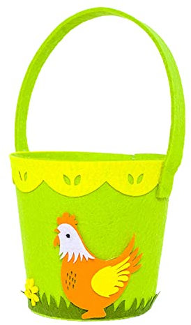 Osterkörbe mit Griff, Vlies-Jagd-Eier-Tragetasche, buntes Muster, Ostereierkorb mit Griff