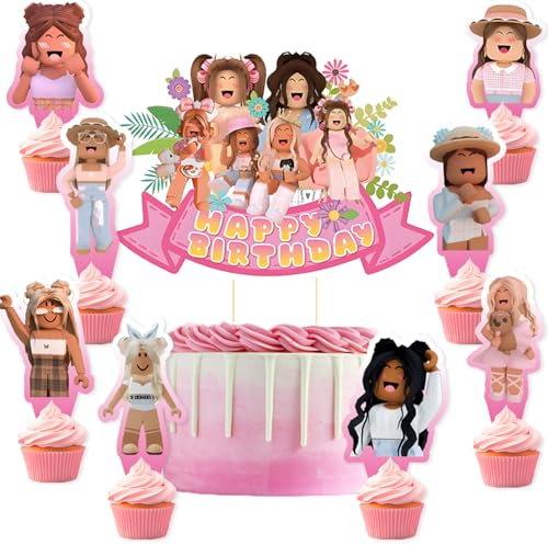 Pyeunglloon 25 Pcs Assorted Cake Toppers for Girls' Birthday Parties