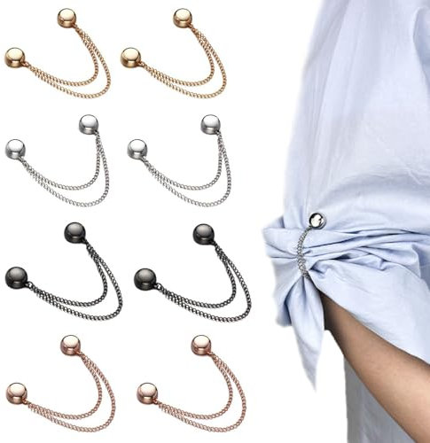 Hebterrka 8 Stück Multifunktionale Magnetische Kleidungsklammern, Starke Hijab Magnete mit Langer Kette, Vielseitige Magnetische Knöpfe ohne Nadeln, Brosche Kleidung Hijab Pins