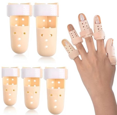 EIHI 5 Stücke Fingerschutz Finger Extension Splint Hammer Finger Schutz Finger Schiene Klammer Kunststoff Fingerschiene Finger Verlängerungsschiene Basketball Finger Gelenkschutz