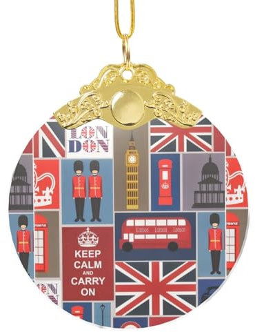 SHuWeiD England Symbols Print Glas Rund Anhänger mit Kette Indoor oder Outdoor Weihnachten Deko Anhänger