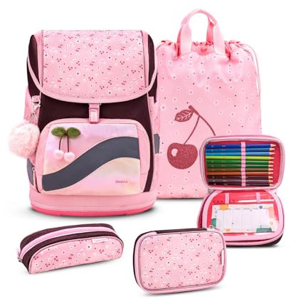 Belmil Smarty Plus Premium Schulranzen Set 405-51/P/S (Cherry Blossom 2)