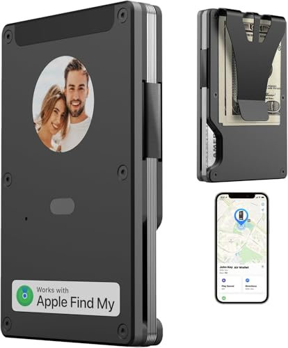 Geldbörse Herren,Airtag Wallet mit Tintenbildschirm,Slim Wallet Smart Wallet Herren mit RFID-Schutz,E-Ink kartenetui Portmonee Kreditkartenetui Geldbeutel Herren mit E Ink Custom Text/DIY/Bild