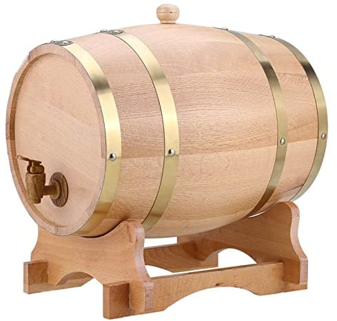 Holz-Eiche, groß, 10 L Weinfass-Spender Im Vintage-Stil, Zur Aufbewahrung, Holzfass, 10 L, Eiche, Whiskey, Bourbon, Tequila, Kochen und Essen, Bier, Rum, Portwein, Servieren,