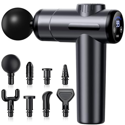 GQBVPN Muscle Pistolet Masseur, Pistolet Massage Musculaire avec 99 Niveaux Réglables et 8 Têtes de Massage, Masseur Musculaire Professionnel avec écran LCD pour Soulager les Douleurs Musculaires