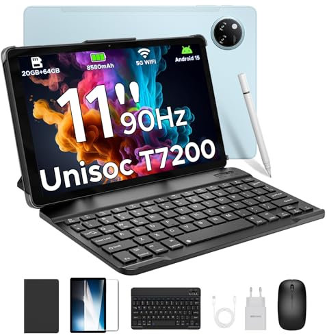 DOOGEE Tab A9+ Tablet 11 Pollici Android 15, 20GB RAM+64GB ROM(2TB TF), 8580mAh Tablet con Tastiera, 13MP+8MP, Alta Qualità Doppio Altoparlante, 90Hz/ Octa-Core/ BT5.0/ GPS/WiFi 5G/ Widevine L1- Blu