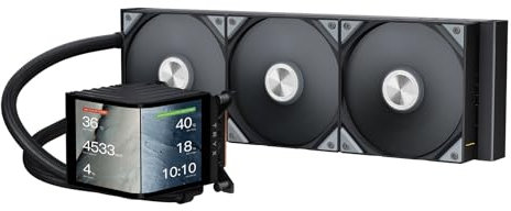 TRYX Panorama 360 ARGB Black 360mm AIO Water Cooler | 6.5'' 3D Anamorphic Effect AMOLED Curved Screen – 320W TDP – Magnetic ARGB Fans – for Intel & AMD CPUs