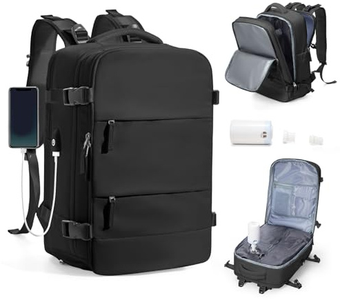 SZSYCN Vacuum Backpack Travel Bag With Pump New Ryanair Cabin Bags 40x30x20 Underseat Carry On Baggage with Compression System For Flights Waterproof Laptop Backpack With USB Port Shoe Compartment