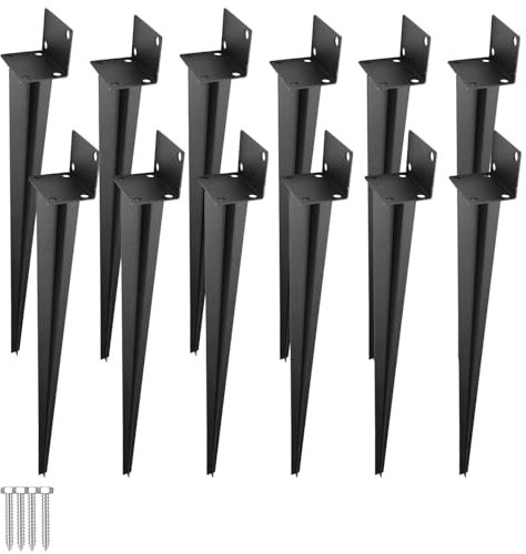 Jaxguom Lot de 7 supports de poteau à enfoncer en forme de L - Douille de sol pour poteaux en bois - 55 x 700 mm - Douille de sol pour clôtures, projets de jardin