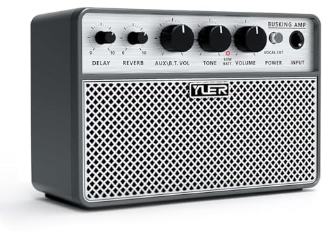 Yuer BA-10Pro - Amplificador de guitarra acústica de 10 W, amplificador portátil de voz y guitarra con retardo digital/efecto reverberación, conector para auriculares/OTG para grabación, práctica
