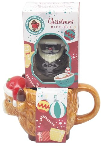 The Leonardo Collection Highland Cow Food Gift Novelty Mug & Chocolate Bomb for Hot Drinks | Reusable Fine China Coffee Cups for Kitchen & Home | Durable Printed Tea Mugs for Every Occasion