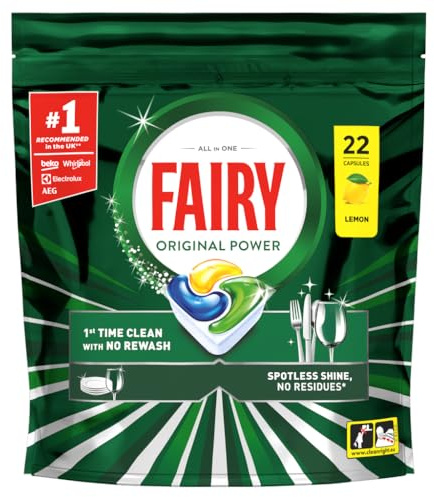 Fairy Original Power Dishwasher Tablets, Lemon, 22 Capsules