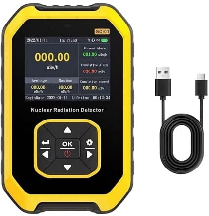 Tragbarer Geigerzähler Radioaktivität Detektor, Handliches Strahlungsmessgerät für Beta Gamma Röntgen, Wiederaufladbarer Dosimeter mit LCD & Alarm für Zuhause, Outdoor, Industrie