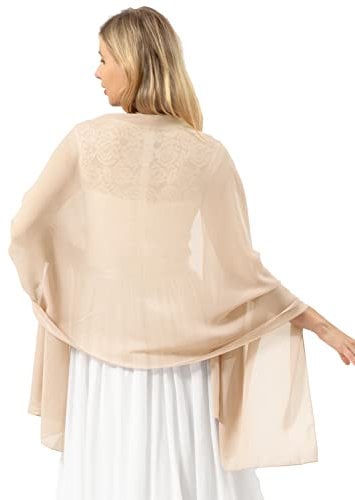 bridesmay Damen Halstuch Sommer Schal Festliche Stola für Abendkleid Hochzeit Chiffon Silk Scarf Champagne L