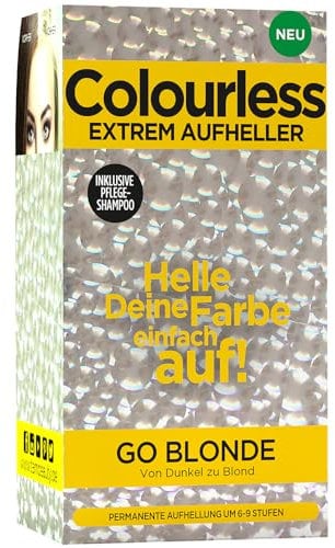 Colourless Aufheller Go Blonde, ermöglicht es Ihnen, in einer einzigen Behandlung von dunklem zu blondem Haar zu wechseln, Anschließend können Sie Ihre Haare direkt wieder nach Belieben färben