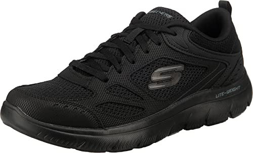 Skechers Summits South Rim, Zapatillas Deportivas Hombre, Black Leather/Mesh/Trim, 42 EU