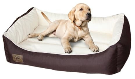Odol-Plu Hundebett Hundekissen Hundesofa Hundekorb Katzenbett Tierbett 90 X 60 cm, wasserdicht (Braun-Beige)