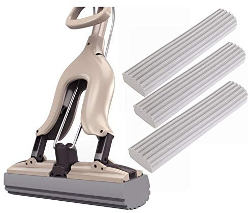 Loiofoe Esponja de Acetato de polivinilo, con Cabezal Super Absorbente,Mopa telescópica Fregonas con Esponja de PVA Muy Absorbente (X3)