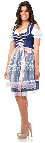 Trachtl.de Dirndl Trachtenkleid Damen Sarah IN BLAU 3.TLG