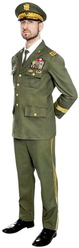 Maskworld Schneidiges General Kostüm mit Rangabzeichen und typischer Generalsmütze perfekt für Karneval Halloween Mottopartys & Halloween - Verkleidung Uniform Anzug - Größe S-M