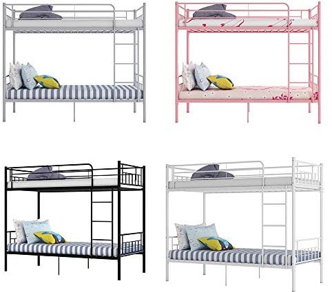 Metal Single Bunk Beds Siblings Twins Bedroom Furniture with Mattress Option (Silver Bed Only)