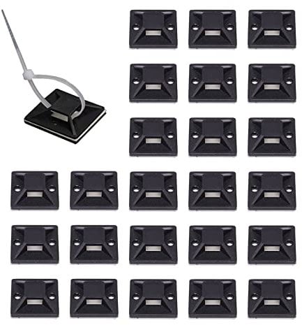 100 Pcs Black Cable Tie Mount Self Adhesive Wire Tie Base Holder Multi-Function Adhesive Fixing Base Holder for Home Office (Without Cable Tie)