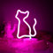 ENUOLI LED Pink Cat Neon Light Signs Neon Sign with Base Neon Night Light Indoor Decor Batterie/USB betriebenes Leuchtschild Nachttisch Neonlampen Neon Cat Signs für Home Party Room Decoration(Rosa)