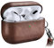 ICARERSPACE - Custodia in pelle per AirPods Pro, custodia protettiva antiurto in vera pelle per auricolari Apple AirPods Pro,custodia di ricarica LED visibile supporto caricabatterie wireless marrone