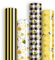Whaline 12 Blatt Bienen-Geschenkpapier, 4 Stile, niedliches Bienenmuster, Geschenkpapier, gefaltet, Büffelkaros, gestreift, Bienenkunstpapier, 50x70.1 cm, für Frühling, zum Basteln, kein Rollen