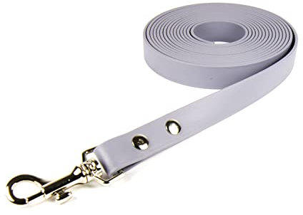 green-pawz Biothane® Schleppleine grau 19mm breit, wahlweise Länge 1-15 Meter (8 Meter ohne Handschlaufe)
