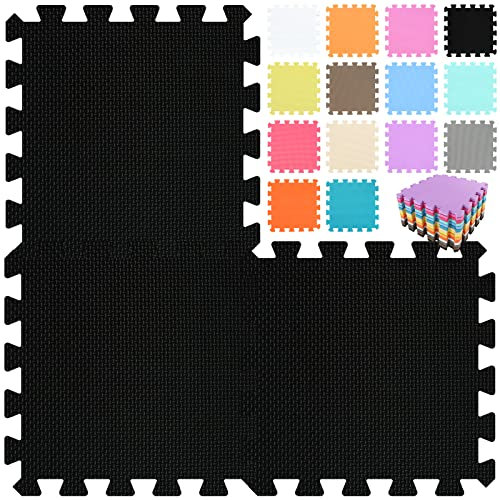 qqpp® 50 Puzzle Eva Schaumstoff Puzzlematte Puzzleteppich Kinder - Krabbelmatte Spielmatte Baby Schadstofffrei Sport rutschfest Bodenschutzmatte Fitness Matte. Schwarz. QQC-Db50N
