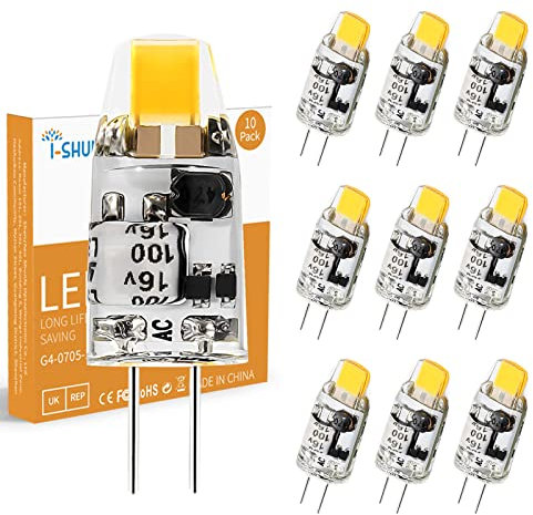 I-SHUNFA G4 1W LED Lampen Natürliches Weiß 4000K AC/DC 12V LED Birnen ersatz g4 10w halogen Leuchtmittel für Schlafzimmer, Küche, Esszimmer, Büro(10er Pack)