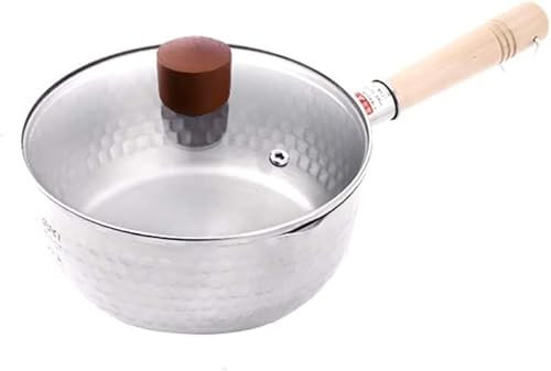 Mango de color claro de acero inoxidable plateado de 16 cm con cubierta para nieve, olla de leche caliente olla de leche pequeña olla de sopa olla de inducción general (tamaño: 6.3 pulgadas de largo