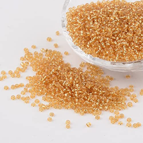 Handicraft Emporium Glass Seed Beads | Lined | 2mm | Pale Gold | 50g