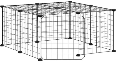 'vidaXL Powder-Coated Steel 12-Panel Pet Cage with Door - Spacious, Durable and Easy to Assemble Pet Enclosure - Black, 35x35cm Panels