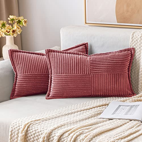 MIULEE 2er Set Kordsamt Kissenbezüge Samtkissen Weich Dekokissen Dekorativ Kissenbezug Modern Kissenhülle Sofakissen Zierkissen Couchkissen für Wohnzimmer Schlafzimmer Marmelade 40x60 cm