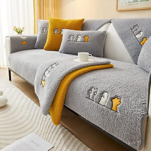 VEAI Samt Sofabezüge 1 2 3 4 Sitzer Sofabezug Couchbezug L Form Ecksofa Sofa/Couch überwurfdecke, Samt Couch Überwürfe Sofahusse Sofaüberwürfe rutschfest Sofa Abdeckung(Q,90x210cm)