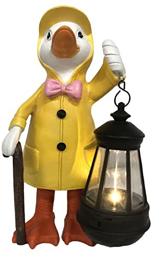 OKESYO Solar Gartenfiguren Ente Gartendeko für Draußen mit Wetterfest Solar Laterne, Solar Garten Statue Home Balkon Dekoration, Geschenke für Frauen Männer Mama