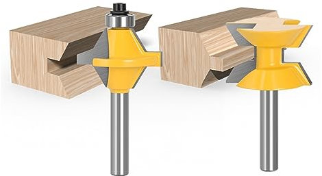 2 teile/satz Rand Banding Nut Und Feder Fräser Set 8mm 12mm 12,7mm Schaft 120 Grad Nut und Feder Fräser Set Holz Fräser (Size : 8mm shank)
