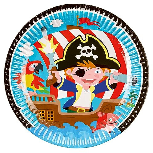 amscan 9902120-66 8 Assiettes Rondes Pirate Papier 23 cm