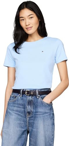 Tommy Hilfiger Damen T-Shirt Kurzarm New Slim Cody Rundhalsausschnitt, Blau (Vessel Blue), XXS