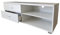 MAKA Mobile TV Soggiorno Moderno in Legno Truciolato Melaminico con Cassetti Ripiani Aperti Armadietti Mobiletto con 5 Gambe in PVC Porta Tv fino a 50 Pollici con Foro Passa Cavi 120x40+44 cm (Bianco)