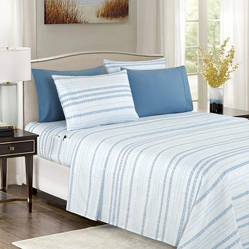 Elegant Comfort Weichstes und gemütlichstes 6-teiliges Bettlaken-Set, 1500 Premium-Mikrofaser in Hotelqualität, Tiefe Taschen, knitterfrei, 6-teiliges Blumenmuster-Bettwäsche-Set, Full, Traci Aqua