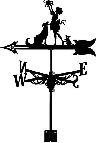 Windfahne Wetterfahne Praktische Wetterfahne Gusseisen Bauernhof Szene Wetterfahne mit Anti-Rost-Beschichtung Windfahne Windrichtungsanzeige für Outdoor Garten Dach Paddock Dekoration (