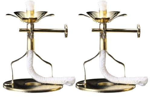 TOPBATHY 2 Stück Dochthalter Für Öllampen Legierung Gold | Goldene Optik, Legierung Und Baumwollseil, Kompakte Größe 4.00 X 4.00 X 5.50 cm