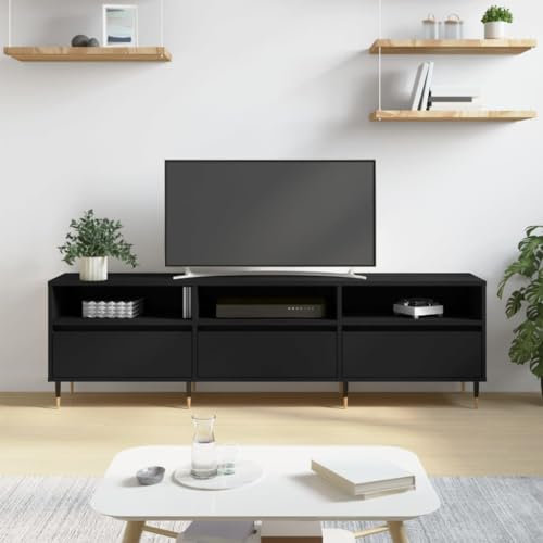 TJROO Mobile Porta TV Nero 150x30x44,5cm Legno Multistrato y Ferro Armadio TV Consolle TV Mobile Televisione Mobile Basso con Ante Mobile TV Vetrina Mobile con Ante Mobiletto TV