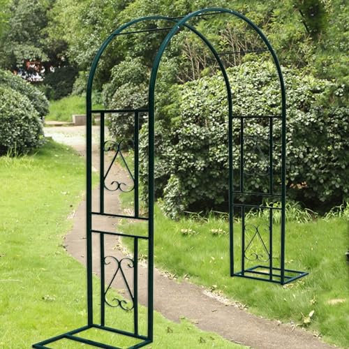SPeesy Heavy Duty Garden Arch Metal Rose Arches Wide 140cm 180cm 220cm 260cm 300cm 340cm Rustproof Garden Entrances Decoration Arch Trellis For Climbing Plants (Color : Black, Size : 140x230x40CM)